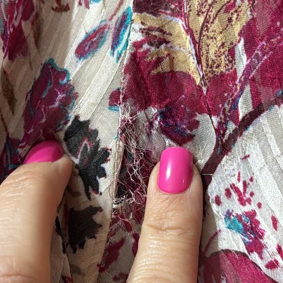 Free People Long Sleeve Floral Mini Dress Deep V Neck Size Medium - Picture 8 of 8